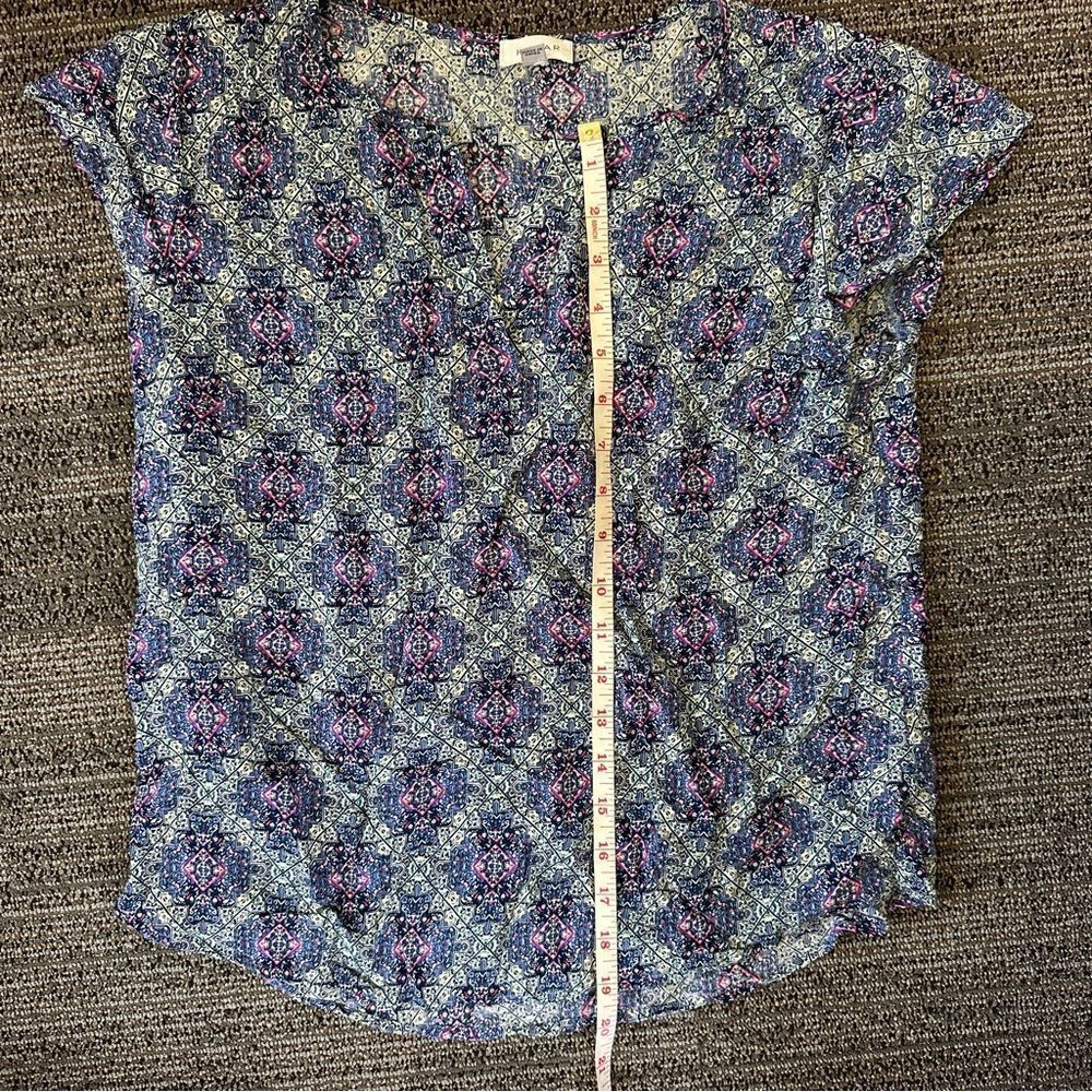 Kenar Womens Purple and Blue Tone Patterned Lightweight V-Neck M - Picture 9 of 11